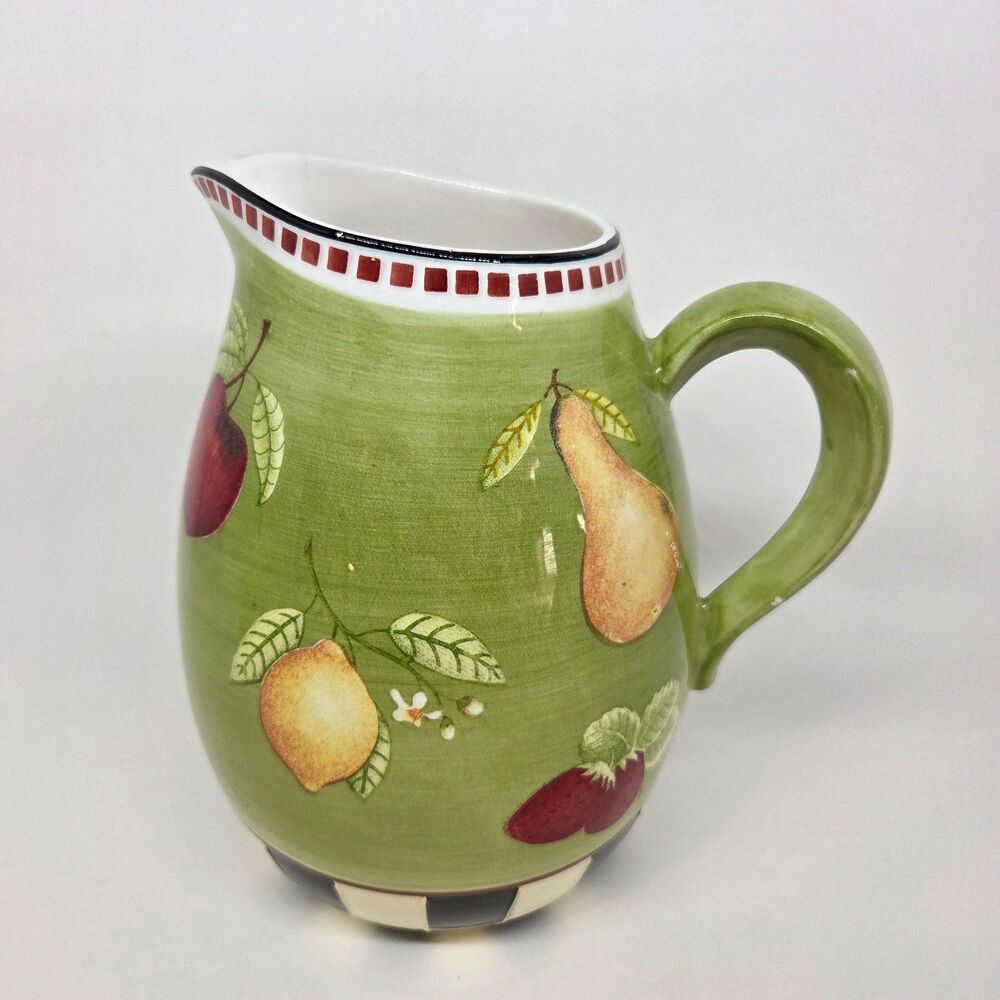 Debbie Mumm Zak Designs Classic Fruit Bowl 8.5" Tall Pitcher Cottage Check
